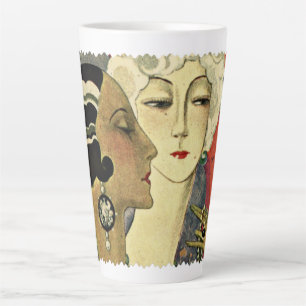 Caneca De Café Latte Senhoras da Era Art Deco  