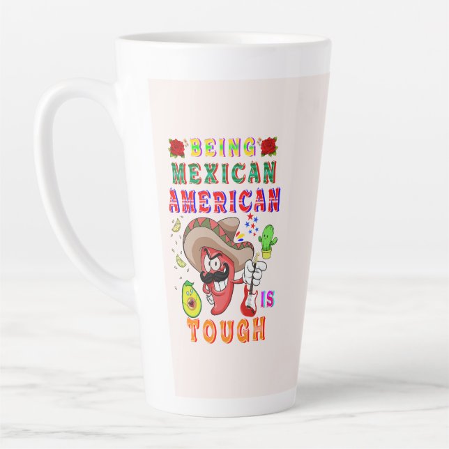 Caneca De Café Latte Ser Mexicano-Americano É Difícil (Esquerda)