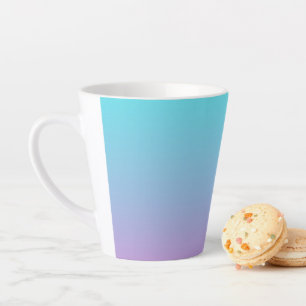 Caneca De Café Latte Sereia coloração gradiente rosa púrpura aqua ombre