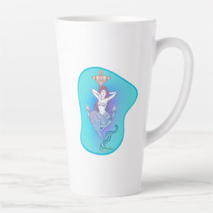 Caneca De Café Latte Sereia e Âncora