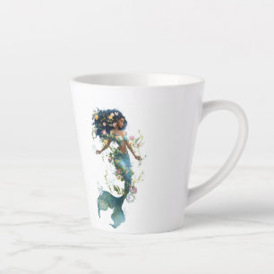 Caneca De Café Latte Sereia Encantada Latte Mug Floral Fantasy Design