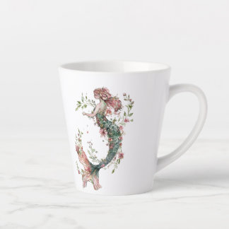 Caneca De Café Latte Sereia Floral Latte Mug - Romance Whimsical