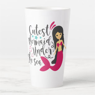 Caneca De Café Latte Sereia Mais Fofa Debaixo do Mar