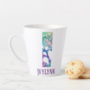 Caneca De Café Latte Sereia Monograma de 12 oz Estimulada