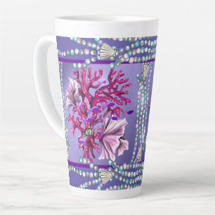 Caneca De Café Latte Sereia oceânica roxa