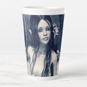 Caneca De Café Latte Sereia Vintage Foto Antiga Arte Fantasia