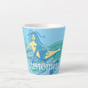 Caneca De Café Latte Sereia Vintage Waveriding Thunder_Cove