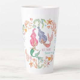 Caneca De Café Latte Sereias Melhores Amigos para sempre - BFF Personal