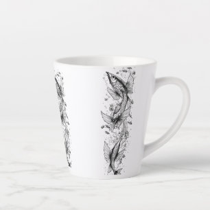 Caneca De Café Latte Serene Koi Pond Small Latte Mug - 12 oz