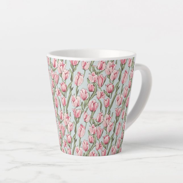 Caneca De Café Latte Serenidade da Fileira Rosa (Ângulo direito)