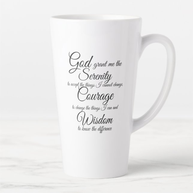 Caneca De Café Latte Serenity Prayer em letra preta (Direita)