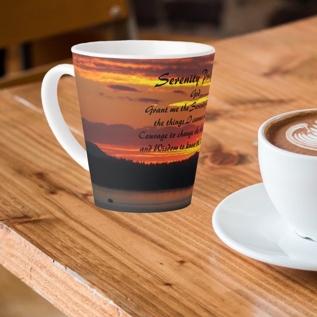 Caneca De Café Latte Serenity Prayer Orange Sunset Landscape (In Situ)