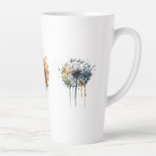 Caneca De Café Latte série de dentes-de-leão coloridos de água