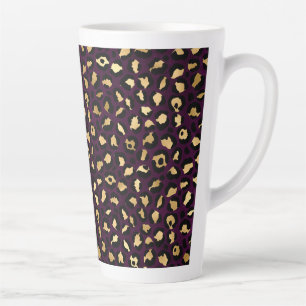 Caneca De Café Latte Série de Design Leopardo Roxo e Dourado 2