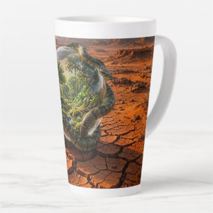 Caneca De Café Latte Serpente & a Orbe do Éden Paisagem Surrealista de