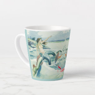 Caneca De Café Latte Serpente de Serpente de Sereia no Mar