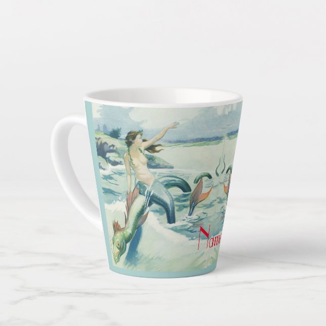 Caneca De Café Latte Serpente de Serpente de Sereia no Mar   (Ângulo esquerdo)