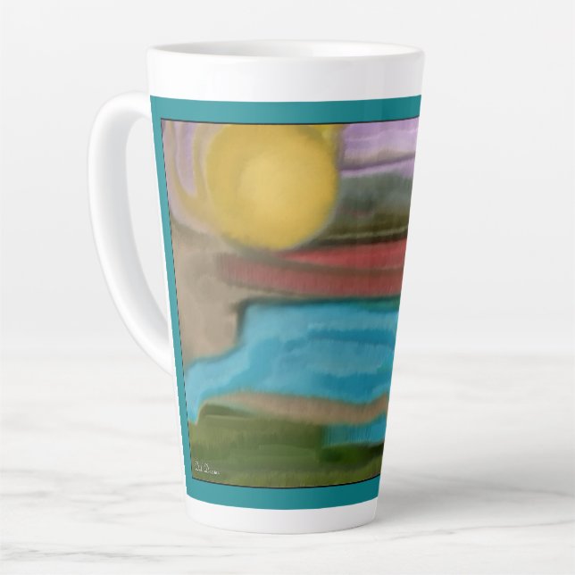 Caneca De Café Latte Serra Sunrise Abstrato Art (Ângulo esquerdo)