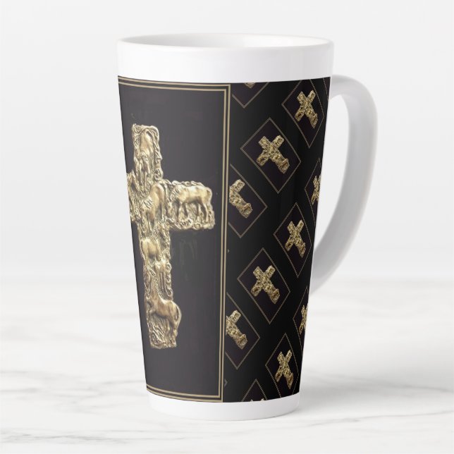 Caneca De Café Latte Sete Cavalos Atravessam Lata Grande (Ângulo direito)