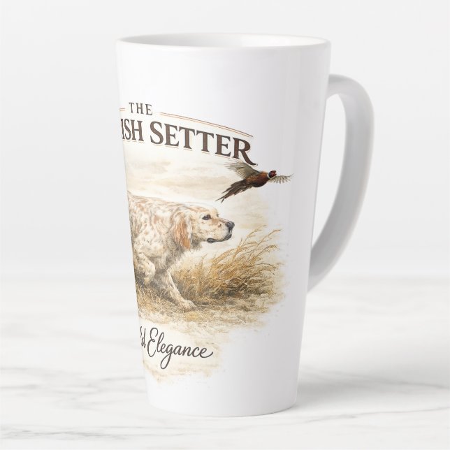 Caneca De Café Latte SETTER INGLÊS, A Arte da Caça (Ângulo direito)
