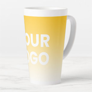 Caneca De Café Latte Seu logotipo e gradiente de cor de fundo editável