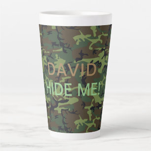 Caneca De Café Latte Seu nome Camuflagem Verde Militar me esconde uma c
