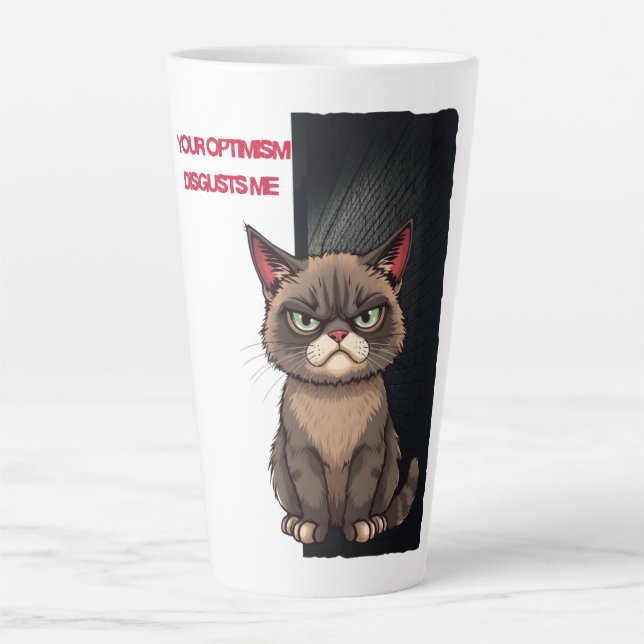 Caneca De Café Latte Seu otimismo me desafia (Frente)