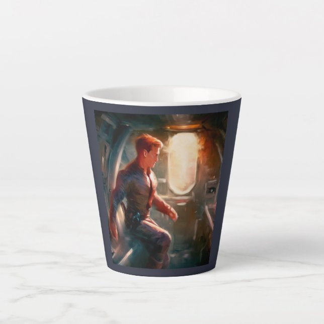 Caneca De Café Latte SF Hero a bordo nave espacial 1 (Frente)