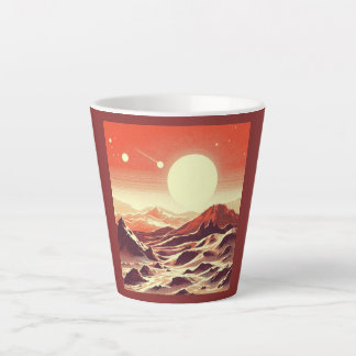 Caneca De Café Latte SF Mars Landscape Woodcut 2