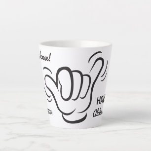 Caneca De Café Latte Shaka de nome e localização personalizada