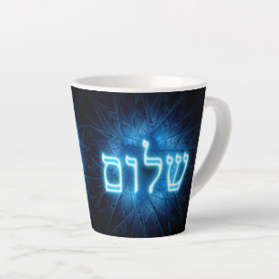 Caneca De Café Latte Shalom Azul Brilhante na Estrela Cheia de David