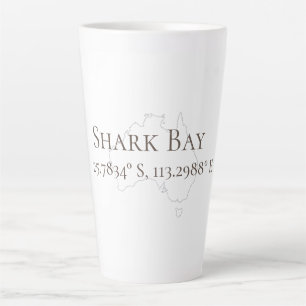 Caneca De Café Latte Shark Bay Austrália Latitude & Longitude