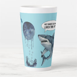 Caneca De Café Latte shark birthday gift 
