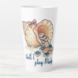 Caneca De Café Latte Shell I Play Mahjong Coastal
