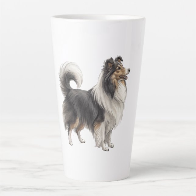 Caneca De Café Latte Sheltie (Frente)