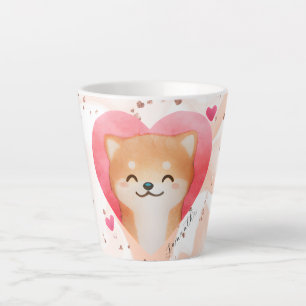 Caneca De Café Latte Shiba Inu Bonita em Coração