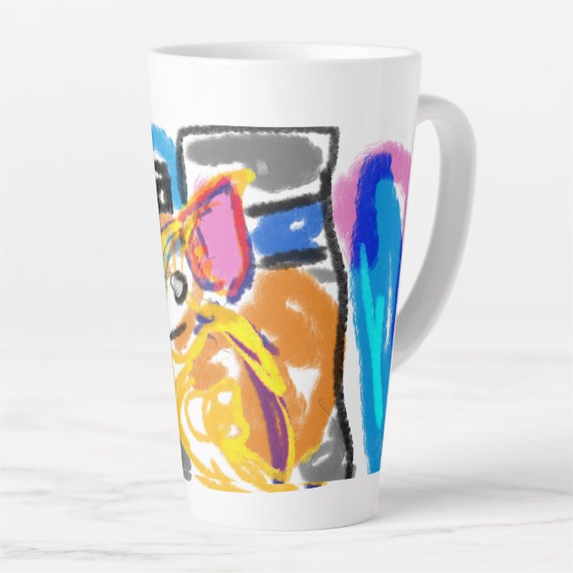 Caneca De Café Latte Shiba Inu na cidade (Ângulo direito)