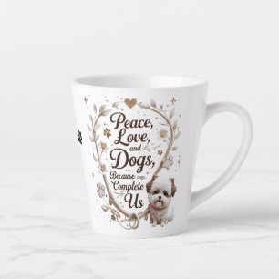 Caneca De Café Latte Shih Tzu Peace, Love and Dogs - Porque Eles Comp