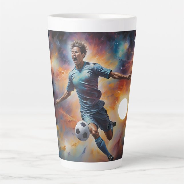 Caneca De Café Latte Shot Soccer da Nebulosa Espacial (Frente)