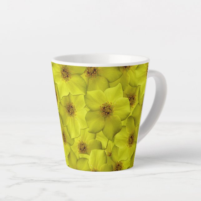 Caneca De Café Latte Shrubby Cinquefoil Padrão Sem Costura (Ângulo direito)