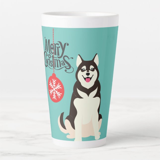 Caneca De Café Latte Siberian Husky Natal (Frente)