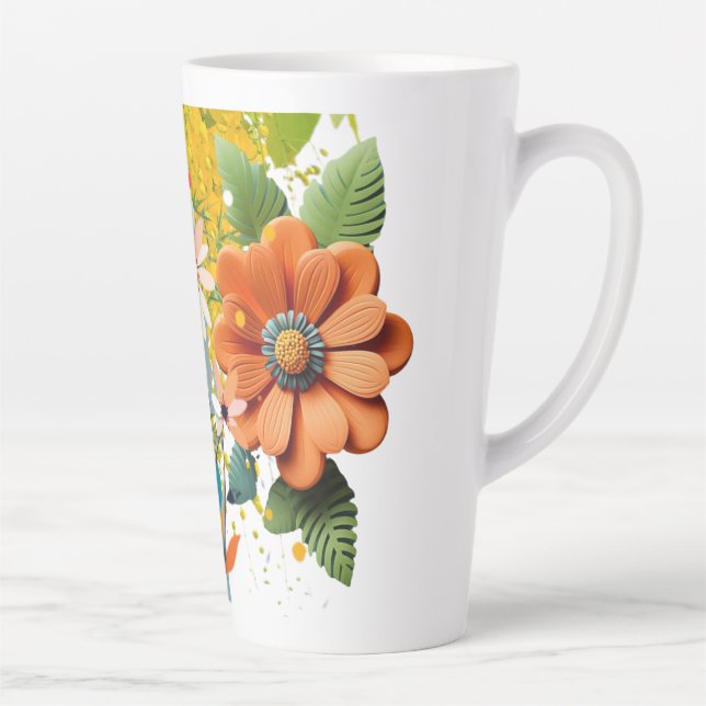Caneca De Café Latte Silent Bloom Sculpted Petals Floral Reverie Ember  (Direita)