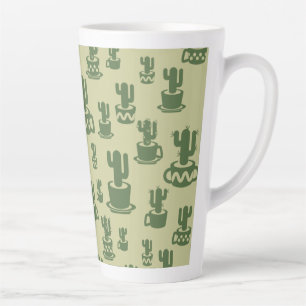 Caneca De Café Latte Silhueta de cacto sucessivo em copos e potes
