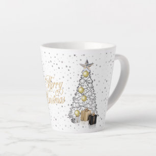 Caneca De Café Latte Silver e Dourado Feliz Natal