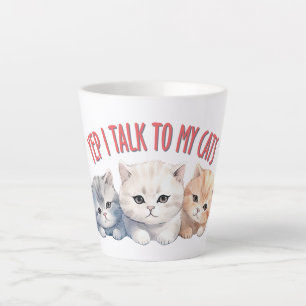 Caneca De Café Latte Sim, falo com os meus gatos - Design de Trio Gato 