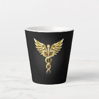 Símbolo Caduceu Poligonal Dourado