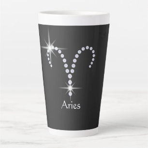 Caneca De Café Latte Símbolo de Aries Sparkly Diamantes