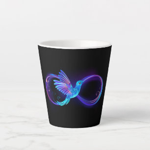 Caneca De Café Latte Símbolo de Infinito Neon com Beija-flor Brilhante