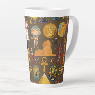 Caneca De Café Latte Símbolo de Padrão - Hieróglifo Egípcio Antigo