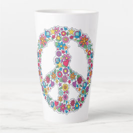 Caneca De Café Latte Símbolo de Paz da Flor do Monograma Personalizado